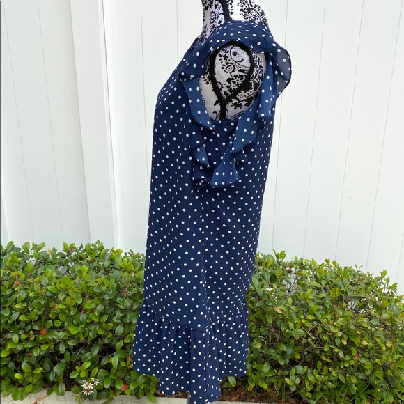 J. Crew Women’s Dress Blue White Polka Dots - Picture 2 of 6